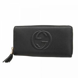 Gucci Soho Long Wallet 598187 Black Leather with Champagne Gold Hardware  Women'